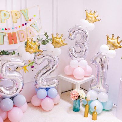 0-9生日32寸数字气球立柱宝宝满月百天装饰儿童周岁派对场景布置