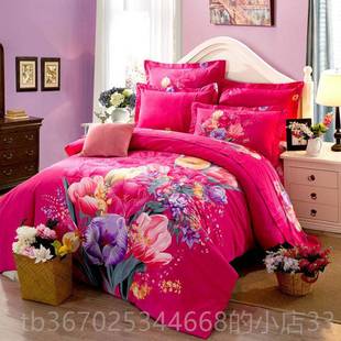 正品 秋冬牡丹纯棉磨毛花.四件套全棉床件上用品四套18m床单 新中式