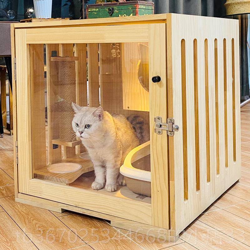 正品别猫墅实单木猫舍猫床猫笼子公猫窝猫房子木猫爬架豪华身寓猫图片