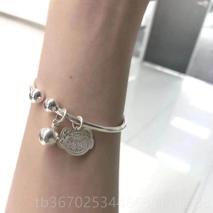 正品猫酱自制 覆古纯银手镯命年生本锁不变色纯手银肖手镯珠珠錬