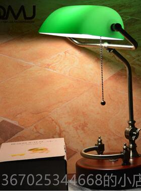 正品欧式覆工古民国绿行色蒋介石银台灯写字实作可调高低木台灯包