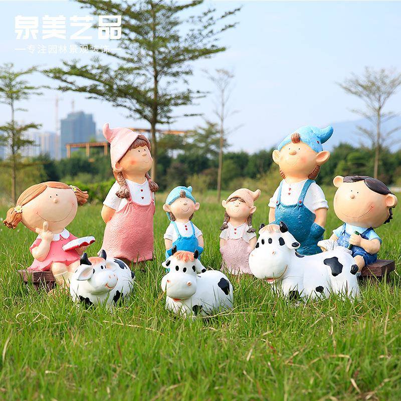 树脂工艺品厂家玻璃钢雕塑户外园林装饰商场美陈卡通娃娃小孩摆件