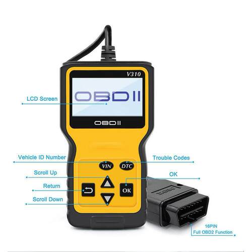 全英文V310 OBD2 Code Reader汽车故障读码卡/诊断仪支持多语言