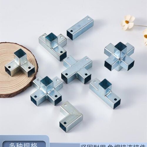 方管链接紧固件连接免焊接通用固定配件25直角30两通三通铁管护栏