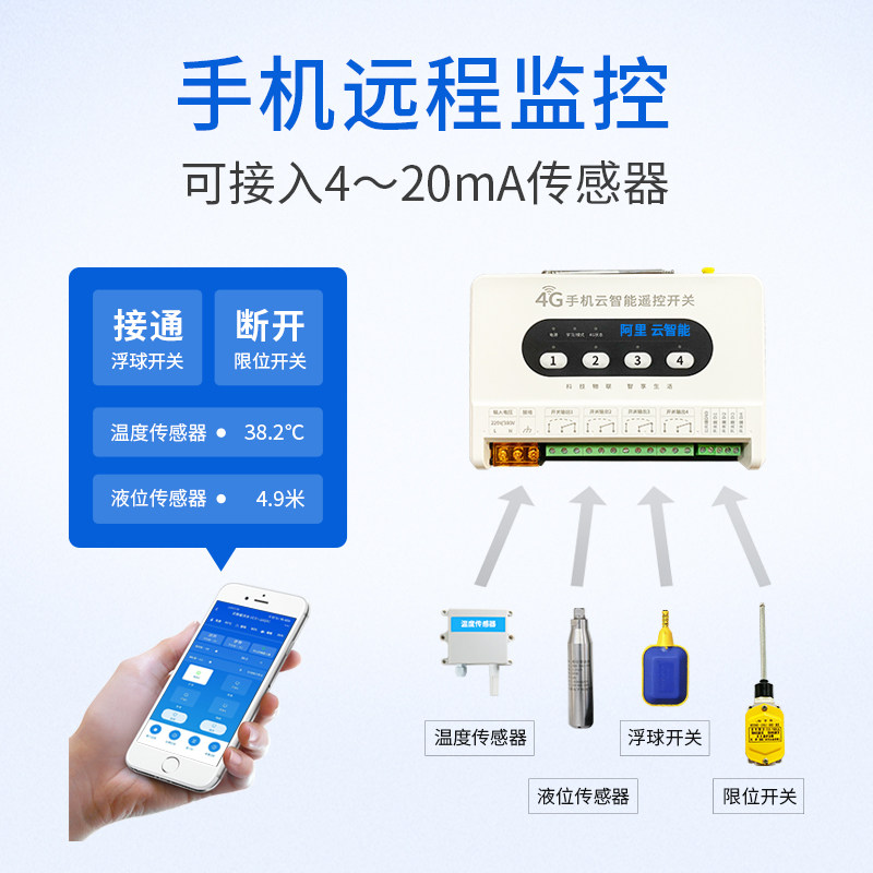 模拟量开关输入手机ap阿里云智能无线遥控开关远程控制水泵遥控器