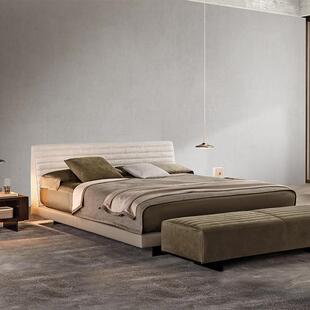 意大利Rogerbed罗杰布艺床设计感棉麻布宽屏意式高床头大床