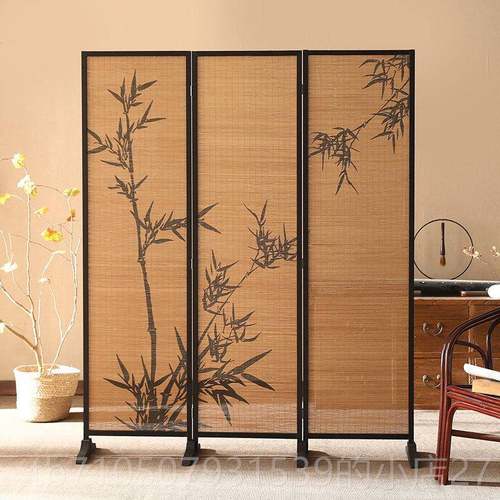 正品中式竹子屏风隔墙客厅叠移折断动室实木遮挡现卧代简约办公室