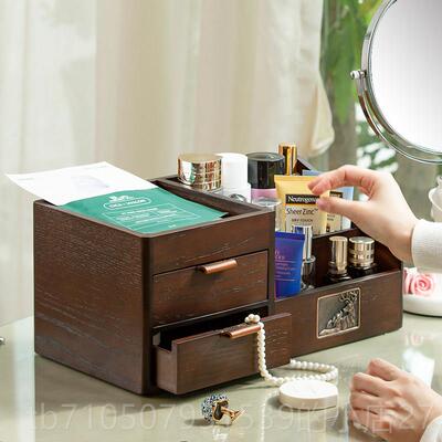 正品化收妆品纳盒首一体梳妆台护肤品口红香精水油面饰膜盒桌面置