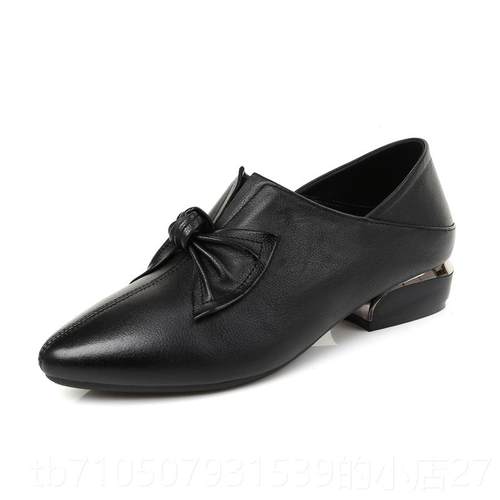 正品2024春季深口单皮底鞋平真皮软皮妈妈女鞋女士鞋鞋子百搭尖头