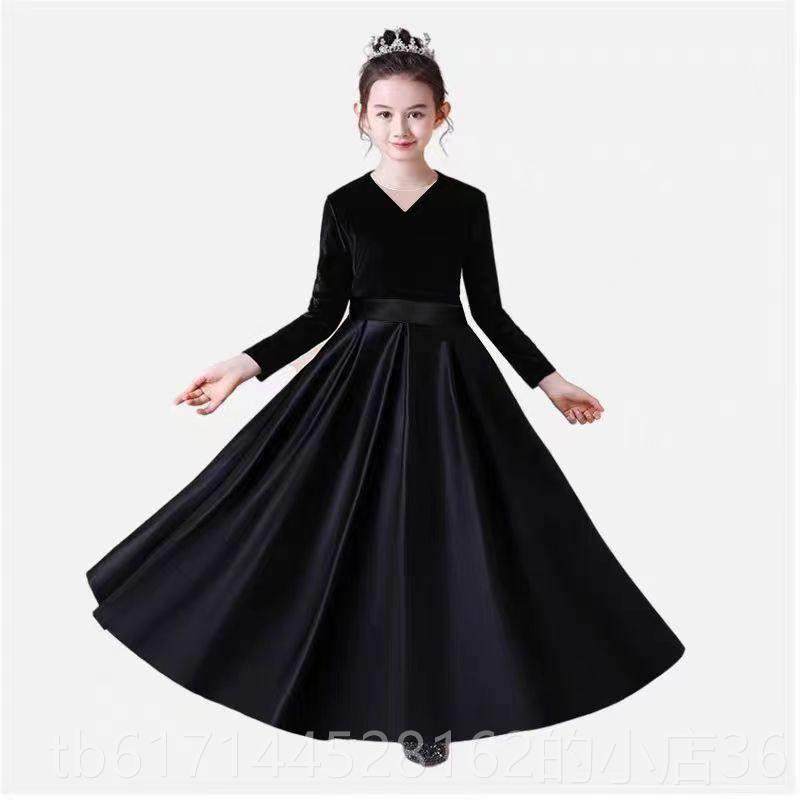 正品顺丰发儿童主持表演服黑色女童礼服演钢演琴出小提琴乐团服奏