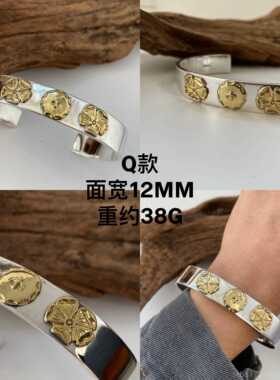 正品不同银石匠高桥纯银羽复毛老鹰绿松手开口手镯个性古宽版情侣