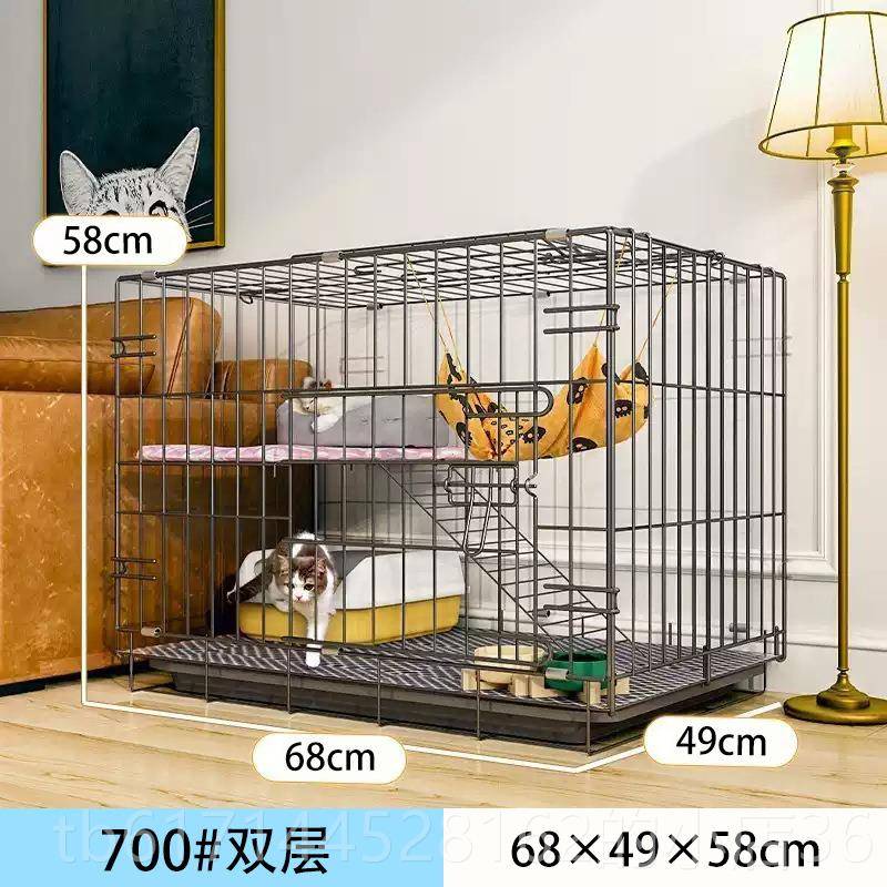 正品猫笼子家室内别墅双层可东折叠免安装笼子猫屋猫物用咪宠笼广图片