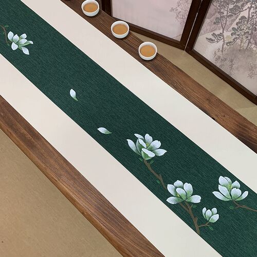 新手绘茶桌布桌旗台湾防水茶席麻布茶台禅意手绘布艺中国风中式茶