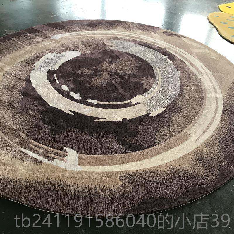高档圆形手工地象代毯现中简约抽羊毛水墨灰色客厅餐厅椅垫地图地