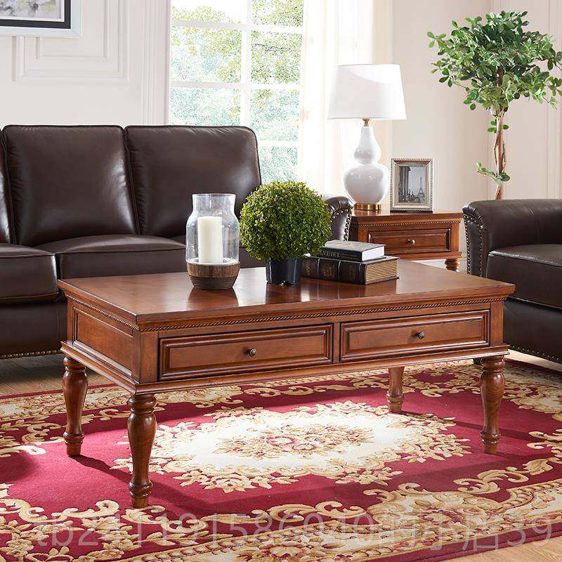 高档美式简边几角几实木厅小户型沙发方形茶几约正桌方形客边茶几