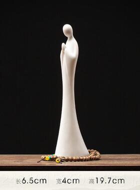 高档创意德化陶瓷无佛相人摆件居室客厅茶禅意物装饰道摆设白瓷工