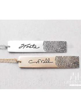 高档树 原创定制925银签青名指纹刻字链项链男款情女侣项锁骨链毛