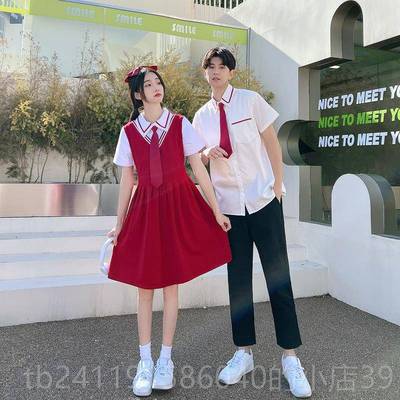 高档初中生合唱演出歌班朗诵红舞台季服装中学生毕业学院风连衣裙