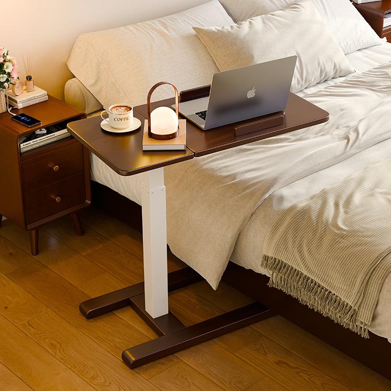 家逸实木电脑桌可翻转卧室床边桌可移动升降电竞桌子家用办公书桌