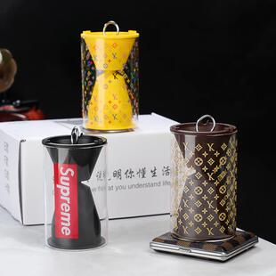 烟灰缸创意工艺玻璃制品车载烟灰缸易清洗带拉环设计车载烟灰缸