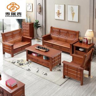 香樟木沙发组合客厅家具中式仿古雕花储物沙发全实木转角贵妃沙发