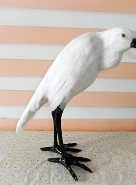 仿真羽毛白鹭 手工艺品 教学模型动物 景观园林装饰品摆件