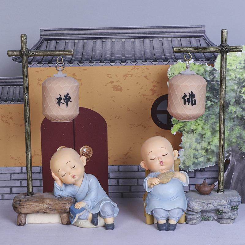 小和尚摆件禅意中式家居摆设客厅小夜灯桌面创意装饰品可爱沙弥