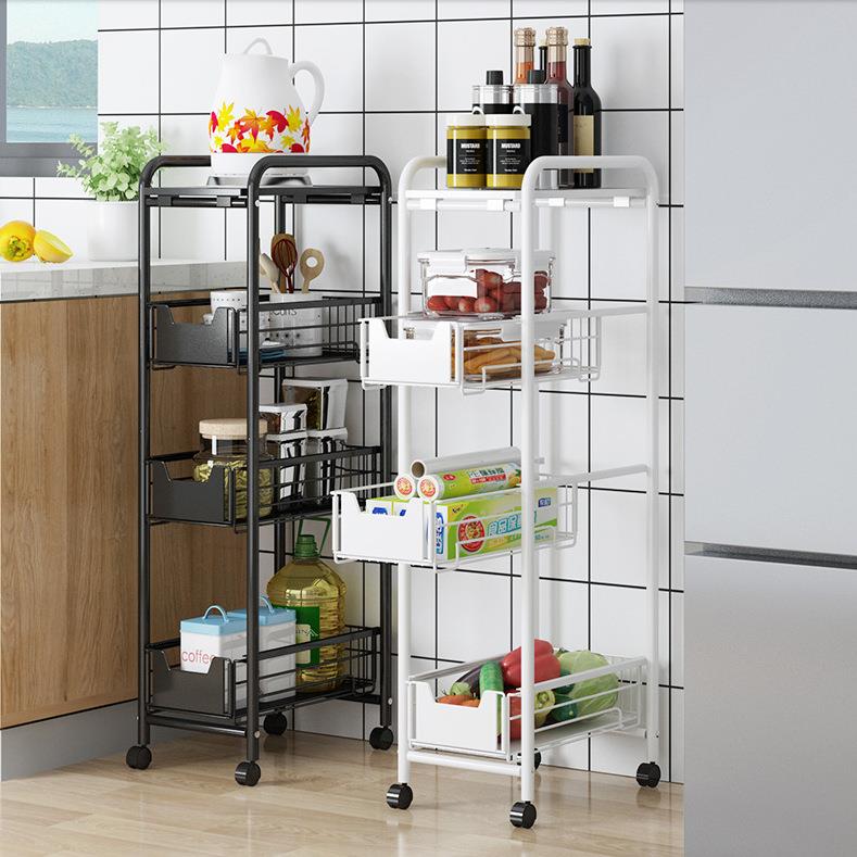 厨房夹缝置物架落地多层移动带轮客厅手推车缝隙整理收纳架家用