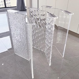 V字型石头纹亚克力桌腿支架餐桌脚茶几桌角加厚支撑腿异型水波纹