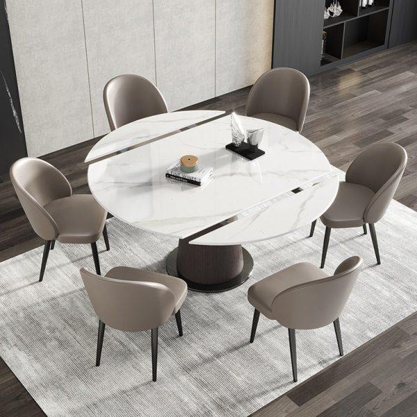 意式极简岩板餐桌椅组合小户型家用现代简约旋转圆形侘寂风饭桌子,住宅家具,岩板餐桌,淘宝优惠券,粉丝福利购,淘宝优惠卷