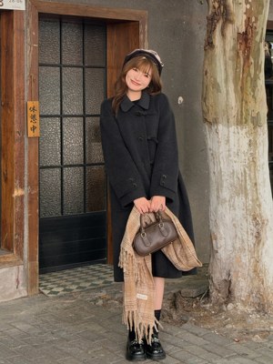 【甜甜粉丝专享】洋气扎染秋冬常规韩版冬季羊毛大衣 82501