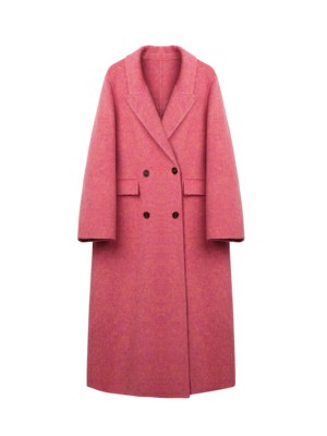 【甜甜粉丝专享】戗驳领双排扣长款羊毛大衣 25922