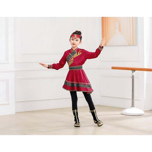 高档儿蒙古舞蹈服演童出女艺考民族服风服装装蒙族服饰筷子舞表演