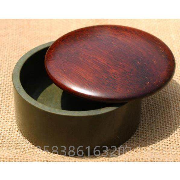 高档宋坑原石绿带盖砚台功能端砚墨池墨专海配石盖送墨块文端房四