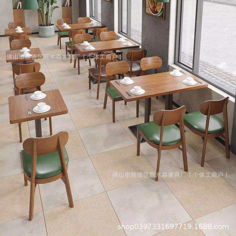 商用餐厅饭店实木桌椅组合面馆茶楼小吃甜品店咖啡厅西餐卡座沙发