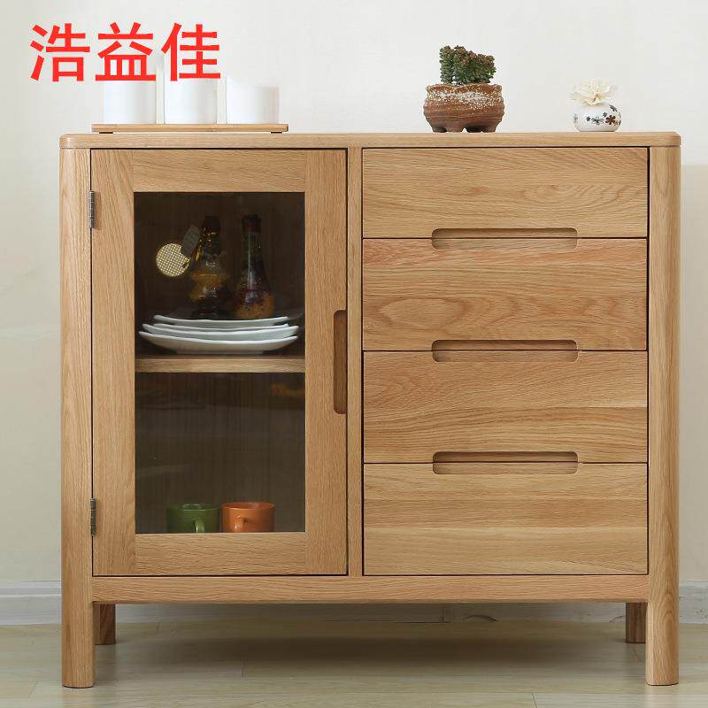 流云纯实木餐边柜进口白橡木储物柜北欧简约现代碗柜餐厅酒柜新品