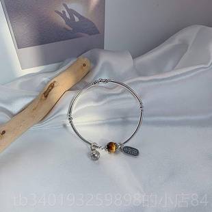 新款一十七手作 创设计 招财千原两 5黄虎眼石92银弹力绳手镯万手