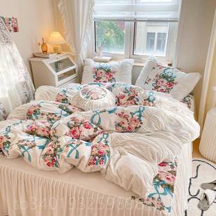 新款高法覆古被套级公主风牛奶绒四式件套保暖双珊面瑚绒冬季加厚