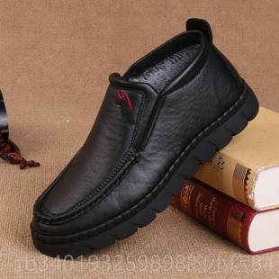 新款老北京鞋鞋子高帮棉男鞋男保暖冬季加绒加厚防布滑老爸人休闲