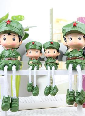 小红军吊脚娃娃树脂摆件创意军人军装客厅玄关卧室房间装饰品摆设