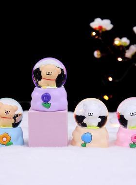 新款小狗水晶球摆件迷你水晶球小摆件发光发亮卧室桌面装饰品