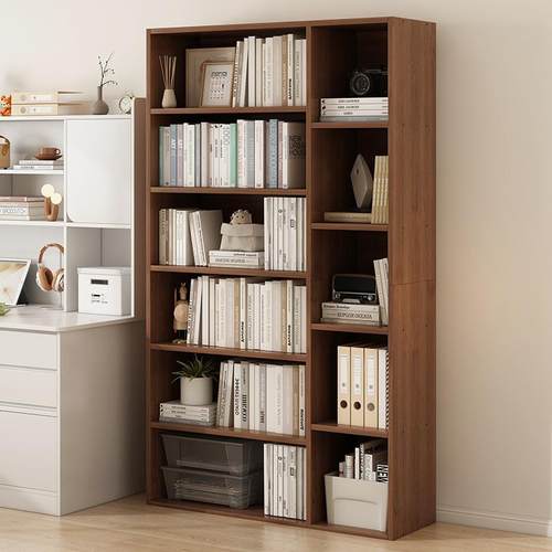 客厅书架置物架落地多层家用简约收纳储物架一体靠墙简易展示书柜