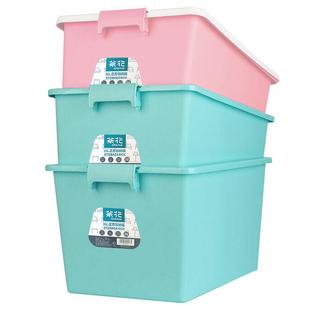 茶花彩色收纳箱28011T滑轮有盖中号百纳箱整理箱储物箱35L