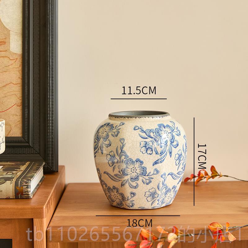 新款景德陶瓷花瓶中式青花覆古镇轻奢高瓷级感摆件客厅水新培插花