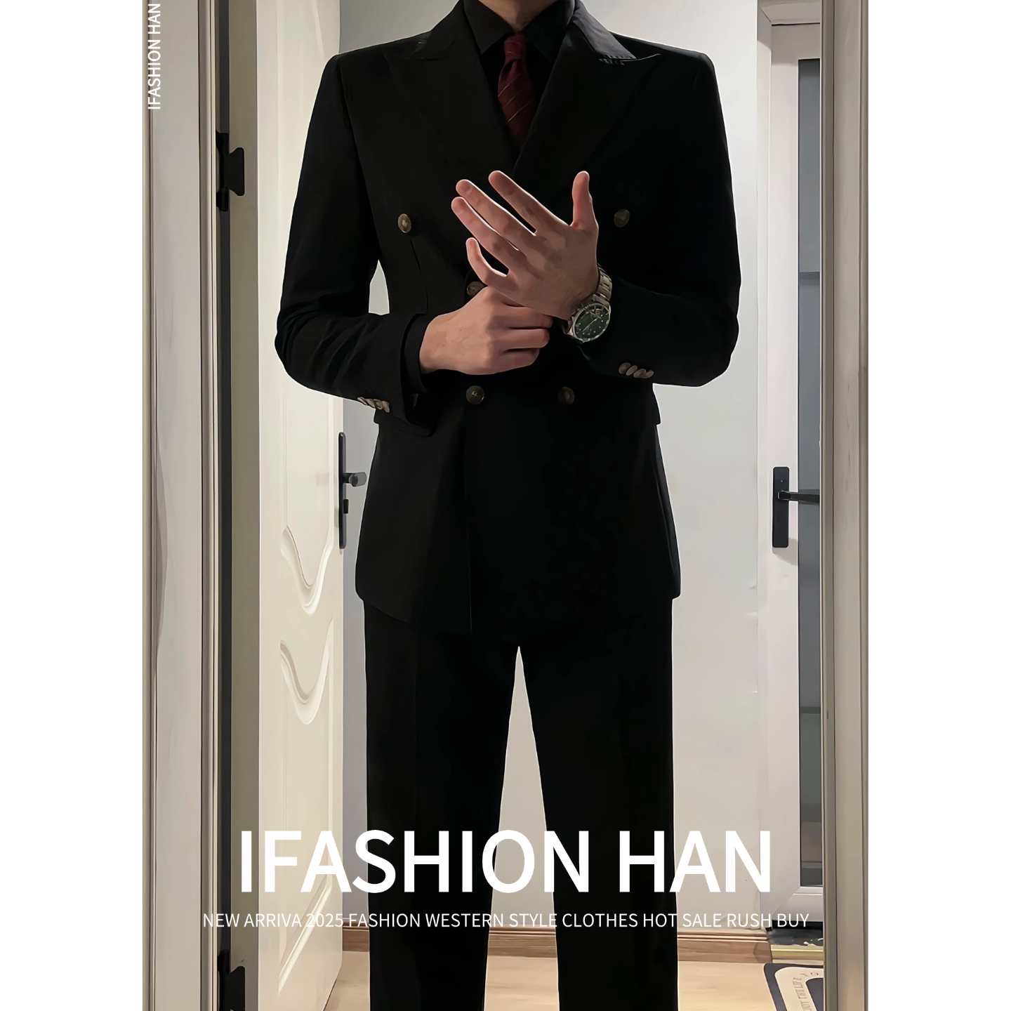 高端双排扣西装男套装英伦结婚新郎礼服商务休闲西服面试职业正装