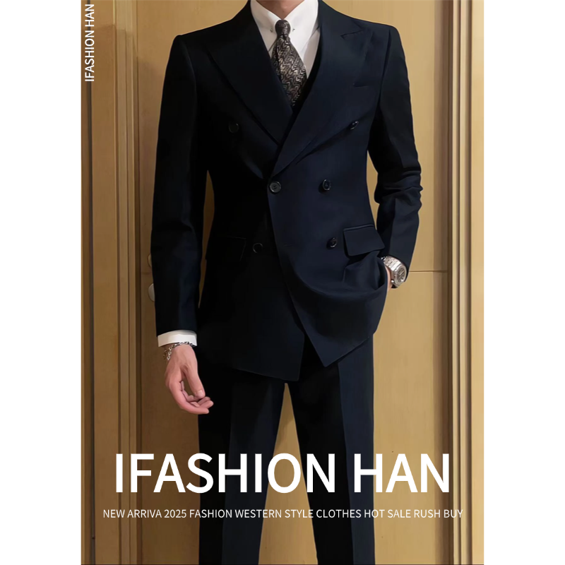英伦风西服套装男士韩版修身外套新郎结婚礼服商务职业正装西装男