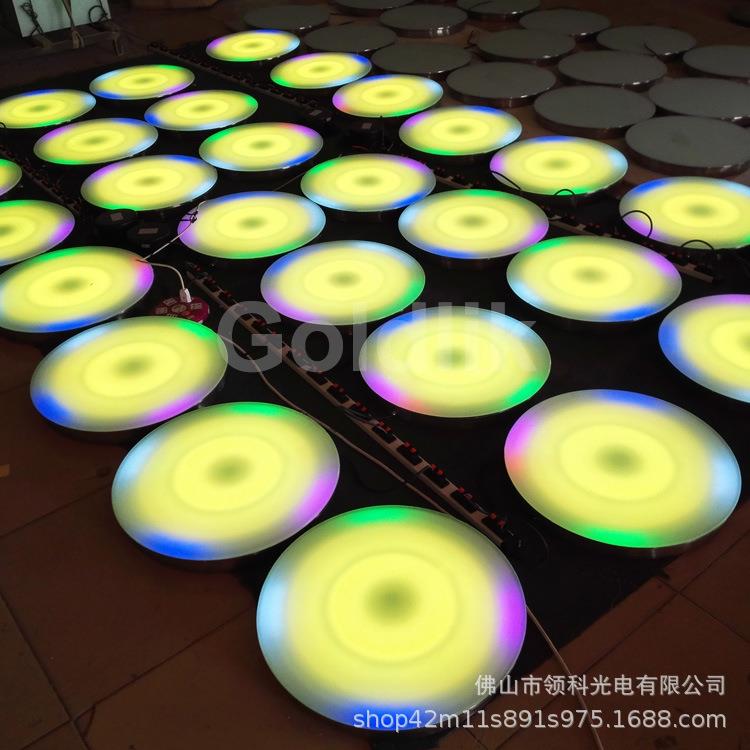 圆形跳板LED地砖灯商场公园互动彩色跑七彩灯感应发光音乐灯