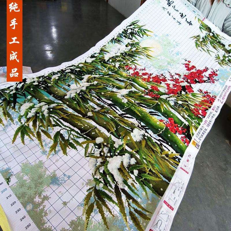 飞雪迎春十字绣成品不带框纯手工出售已绣好2025新款客厅高端花卉