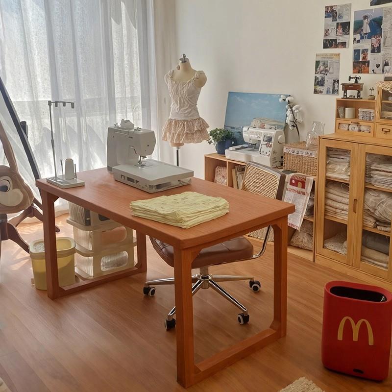 全实木手工桌工作室缝纫机桌子工作台长条桌家用办公电脑桌工作桌