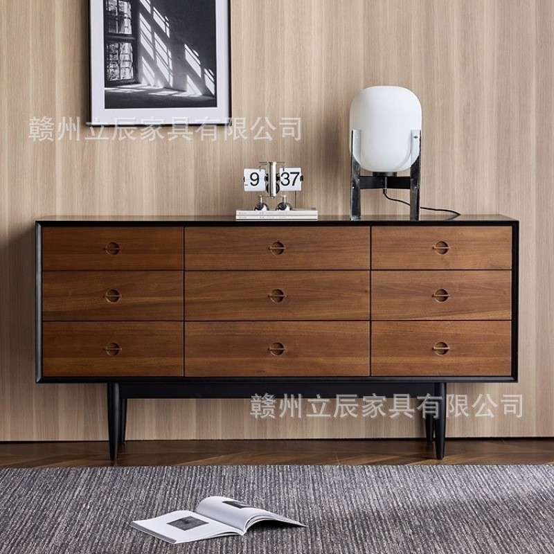 北欧实木抽屉柜客厅玄关柜储物柜餐厅餐边柜家用卧室收纳柜九斗柜